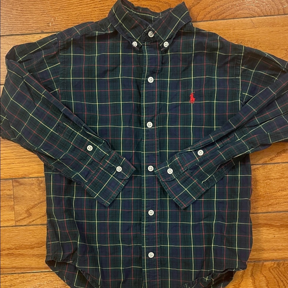 Polo by Ralph Lauren Checkered Shirt - Dark Blue and Green (boys)